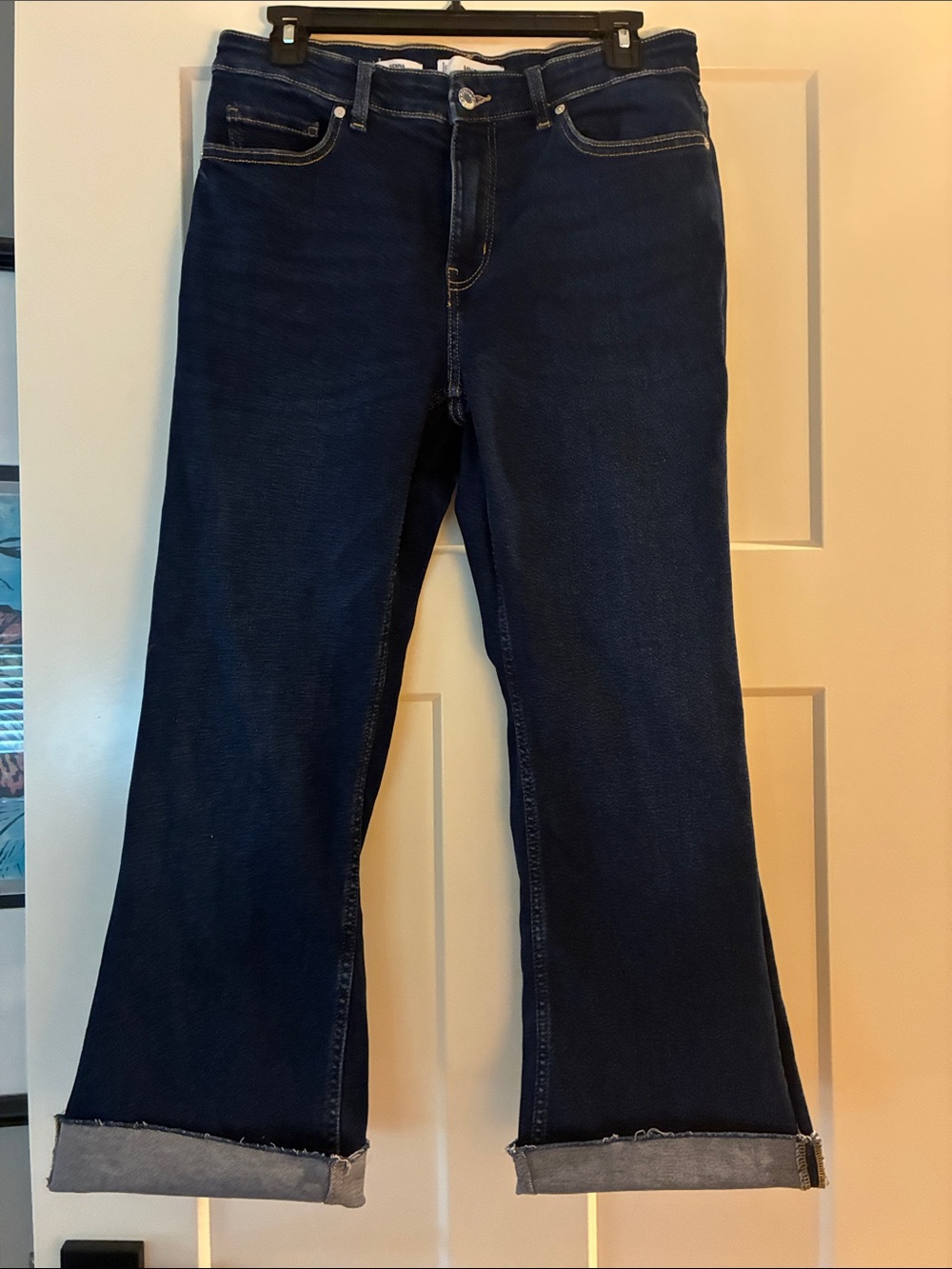 Mango Women's Dark Blue Flared Jeans
